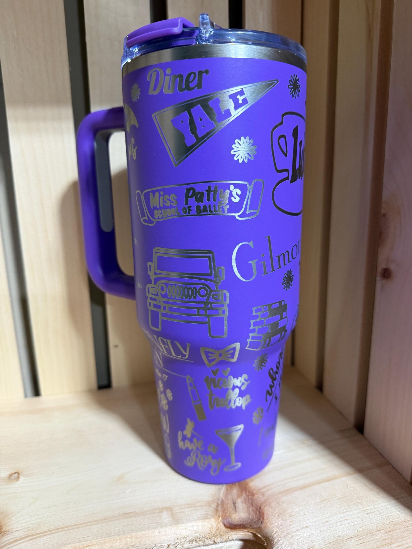 Gilmore Girls 40oz Engraved Tumbler | Stars Hollow Stanley Style Cup | Luke’s Coffee Travel Mug | Bookish TV Show Gift | Purple Tumbler