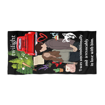 Twilight Inspired Romantic Beach Towel Bookish Love Quote and Iconic Illustrations