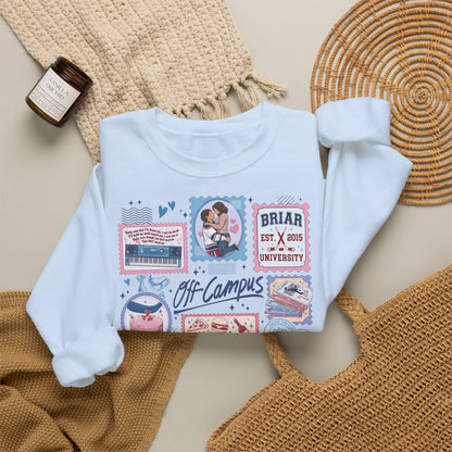 Off Campus Stamps Sweatshirt | Hockey Romance Crewneck | Briar University Inspired Sweatshirt | Bookish Romance Gift | Cozy Reader Pullover