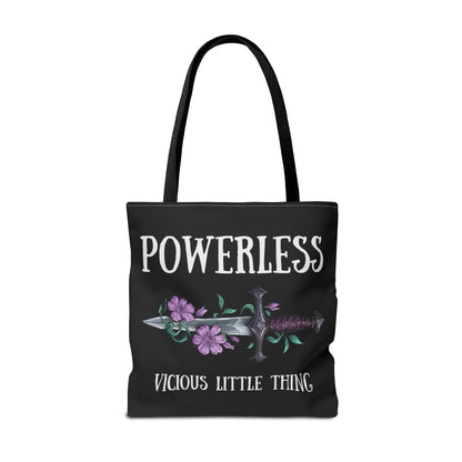 Powerless Tote Bag | Vicious Little Thing Sword & Floral Bookish Bag