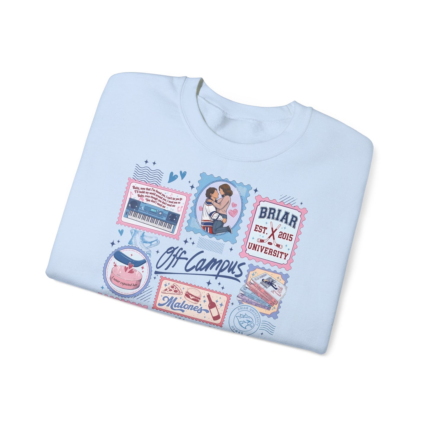 Off Campus Stamps Sweatshirt | Hockey Romance Crewneck | Briar University Inspired Sweatshirt | Bookish Romance Gift | Cozy Reader Pullover