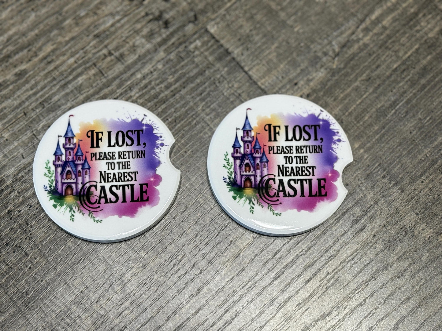 Return to the Nearest Castle Car Coasters – Fairytale Quote & Castle Art Set