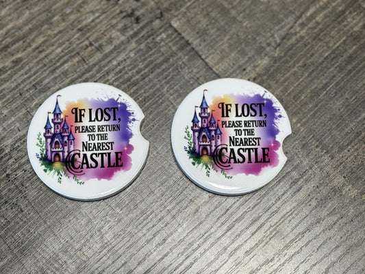 Return to the Nearest Castle Car Coasters – Fairytale Quote & Castle Art Set