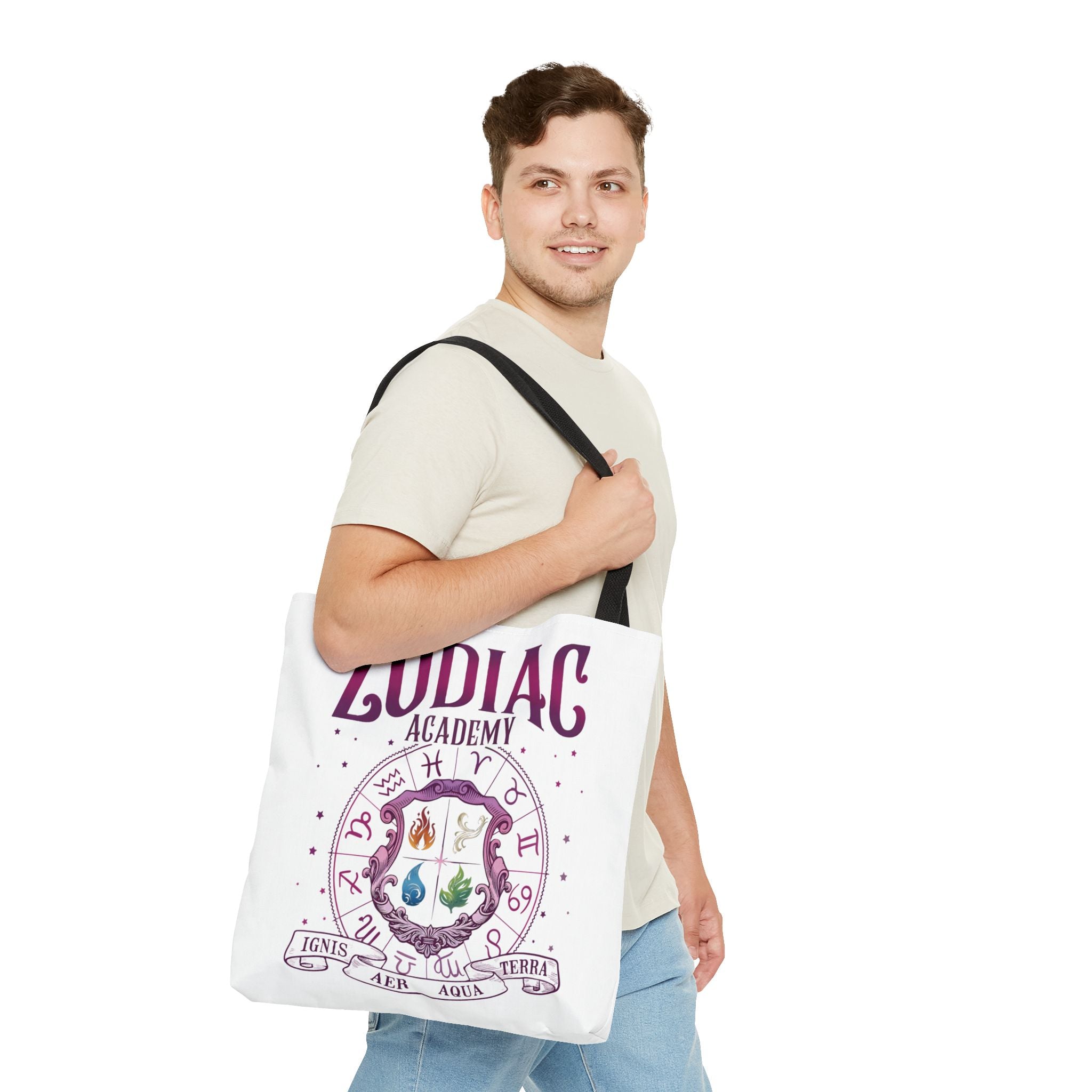 Zodiac Academy Tote Bag | Fantasy Book Lover Bag | Astrology Element Symbols