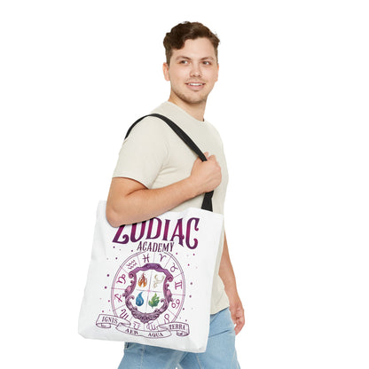 Zodiac Academy Tote Bag | Fantasy Book Lover Bag | Astrology Element Symbols