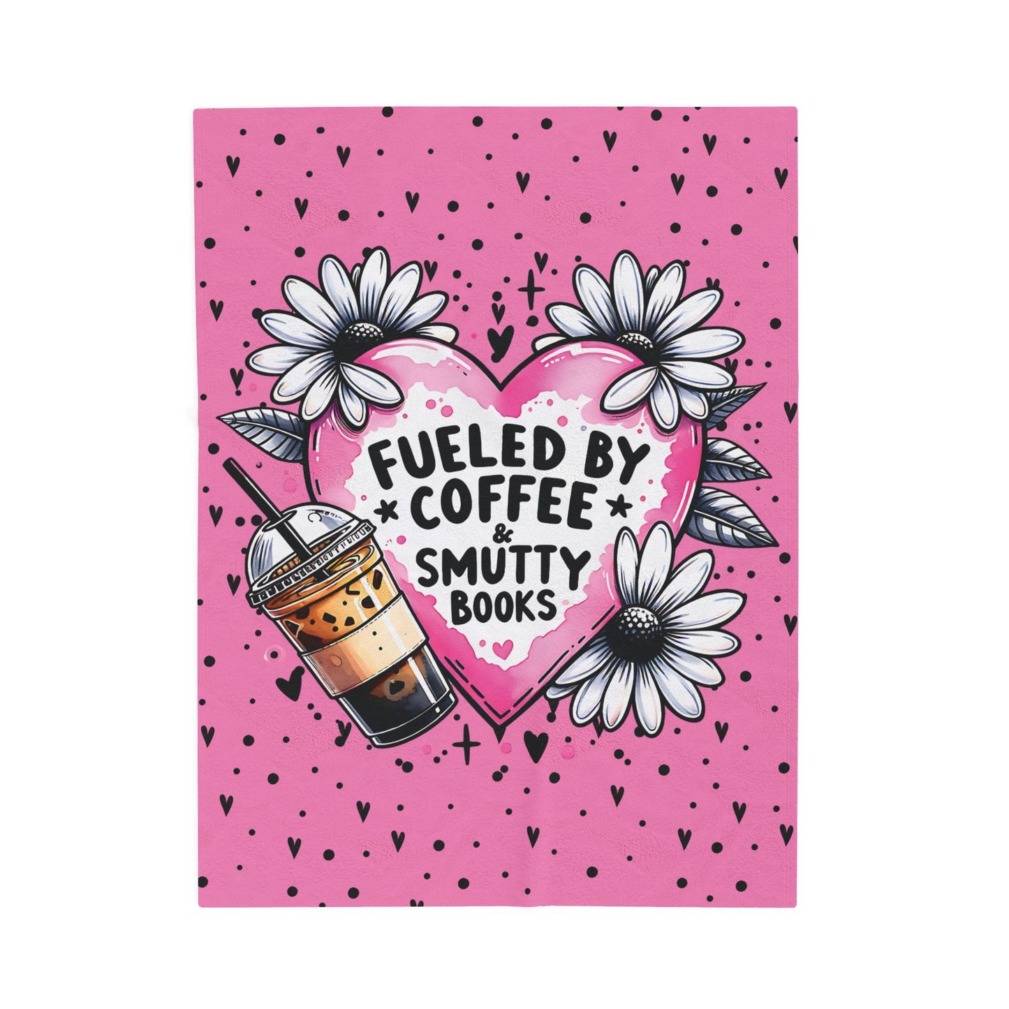 Fueled by Coffee and Smutty Books Blanket | Pink Bookish Cozy Reading Throw