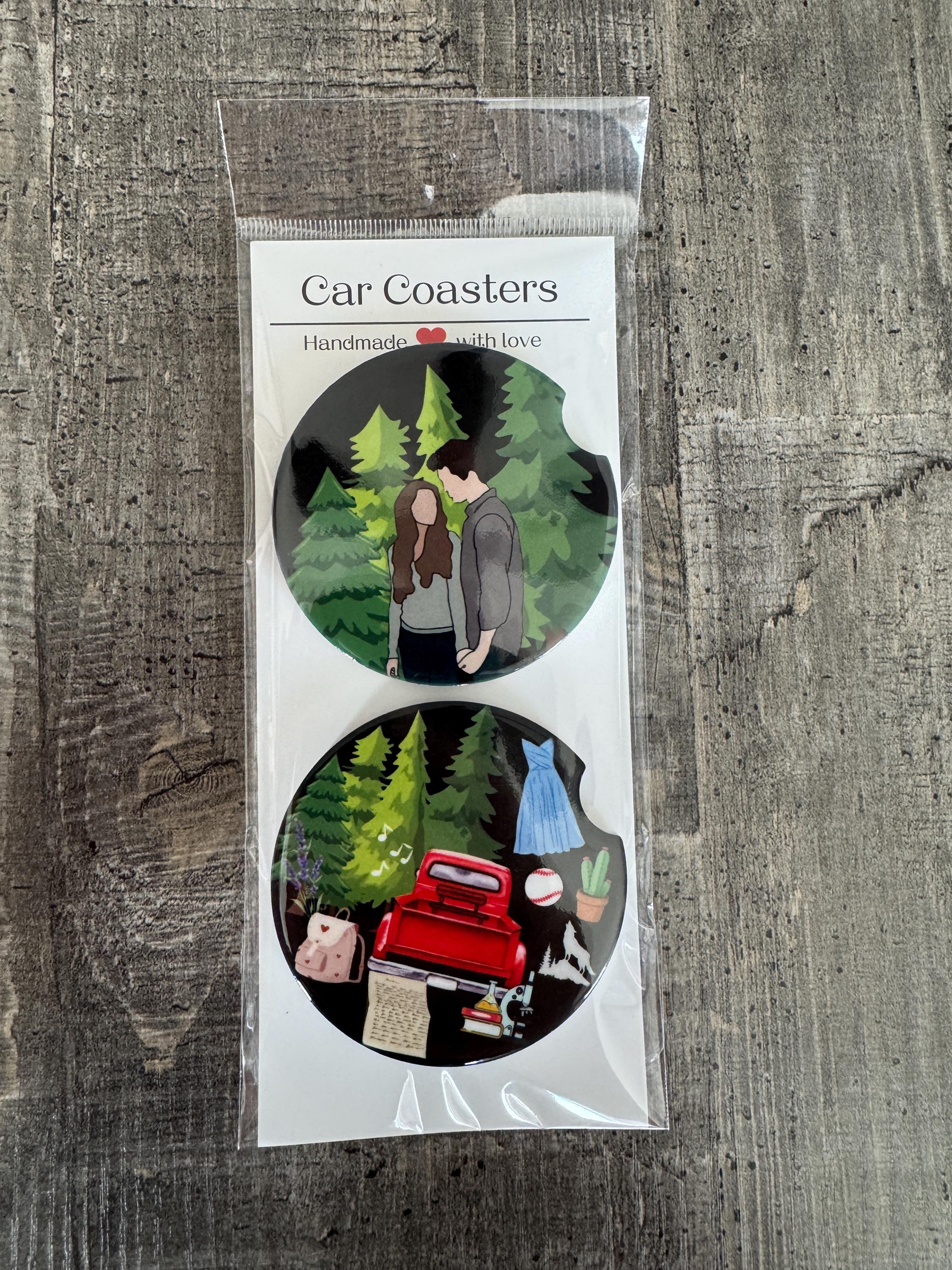 Twilight-Inspired Car Coasters | Bella & Edward Forest Scenes | Bookish Gift for Vampire Romance Fans