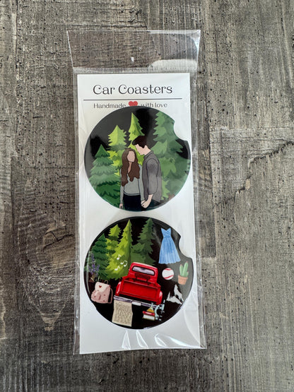 Twilight-Inspired Car Coasters | Bella & Edward Forest Scenes | Bookish Gift for Vampire Romance Fans