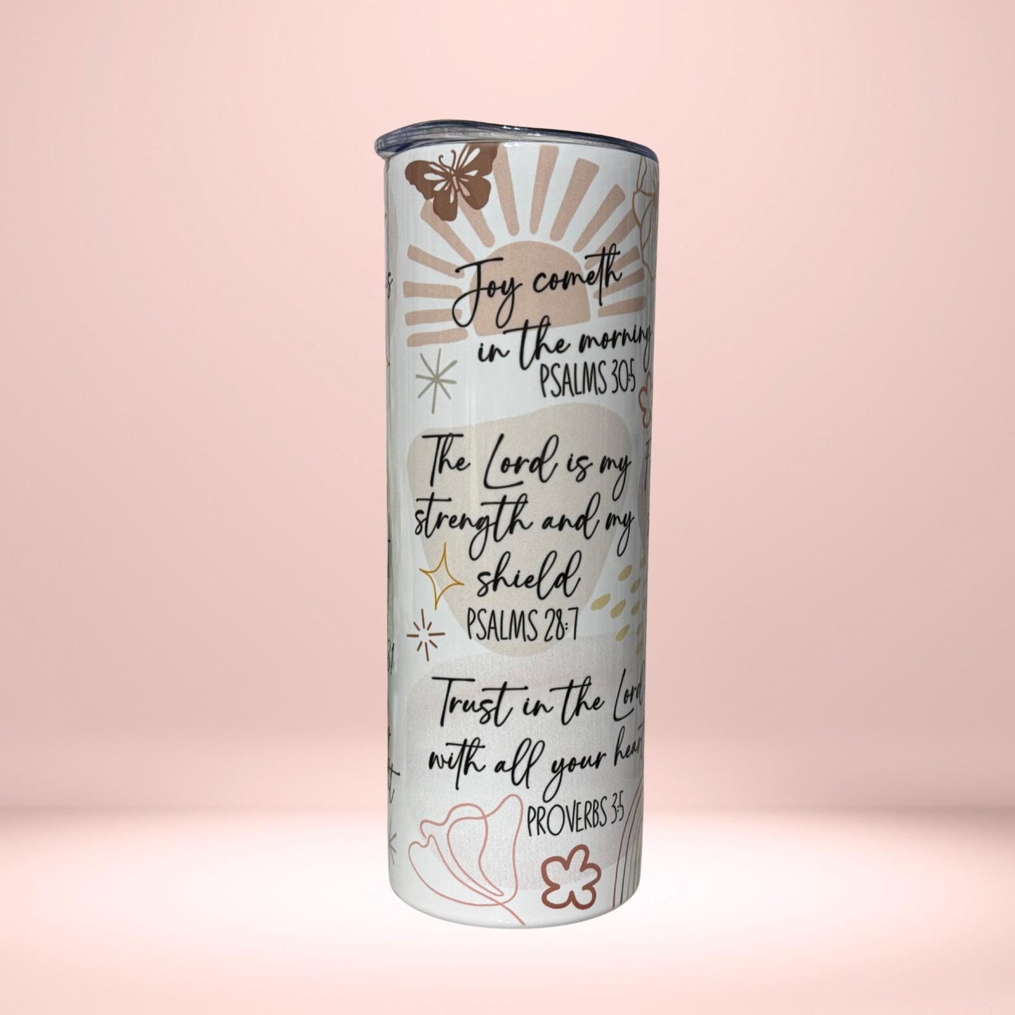 Pastel Scripture Tumbler | Christian Inspirational Drinkware with Bible Verses