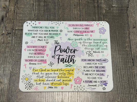 Power of Faith Mouse Pad – Bible Verse Desk Mat with Inspirational Scripture