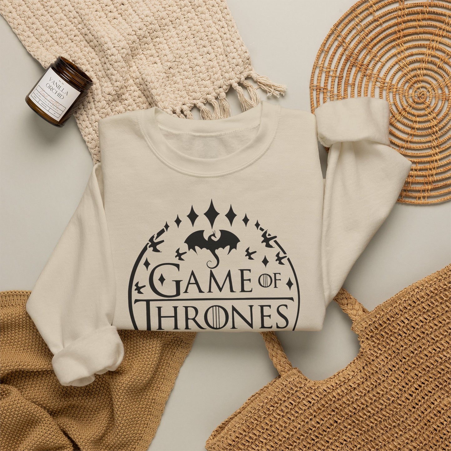Game of Thrones Inspired Sweatshirt | Westeros Fantasy Crewneck | Dragon & Iron Throne Fan Gift | Unisex Cozy Bookish Sweatshirt