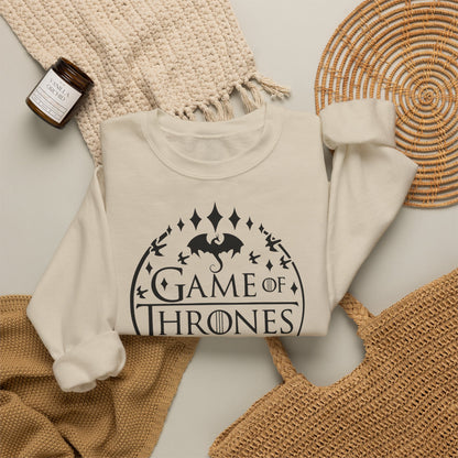 Game of Thrones Inspired Sweatshirt | Westeros Fantasy Crewneck | Dragon & Iron Throne Fan Gift | Unisex Cozy Bookish Sweatshirt