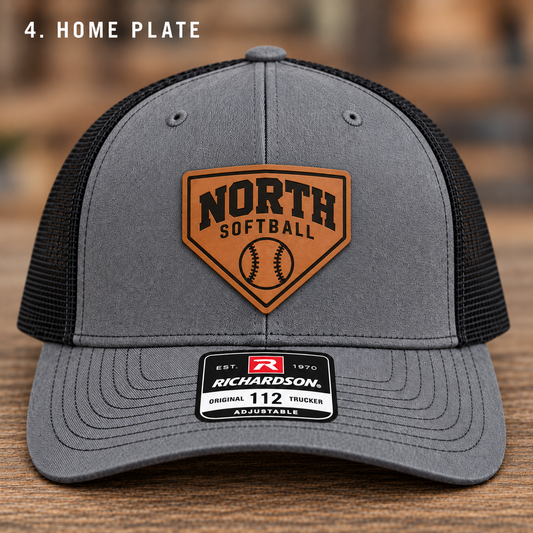 North Paulding Softball leather patch trucker hat