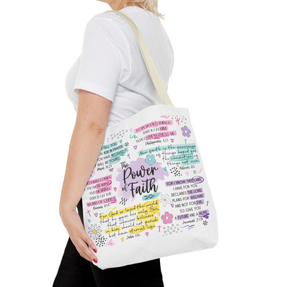 The Power of Faith | Christian Scripture Tote Bag | Inspirational Bible Verse Bag | Religious Gift for Women