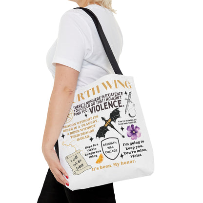 Fourth Wing Quote Tote Bag | Basgiath, Dragons & Violet Romance Design
