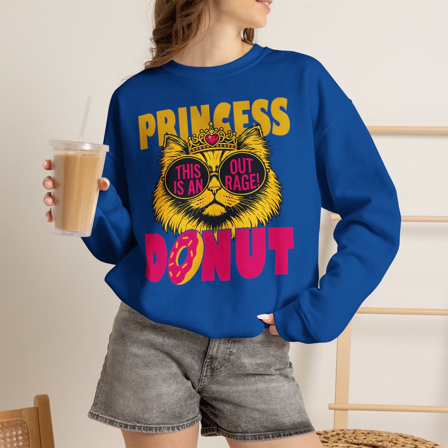 Princess Donut "This Is an Outrage!" Sweatshirt | Dungeon Crawler Carl Inspired Crewneck | Princess Donut Fan Gift | Funny Cat Sweatshirt