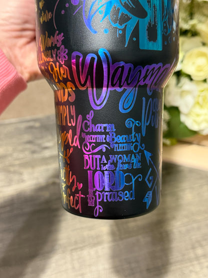 Stanley Style Christian Rainbow Engraved 40oz Tumbler | Faith Scripture Stainless Steel Cup | Proverbs 31 Gift | Inspirational Mug