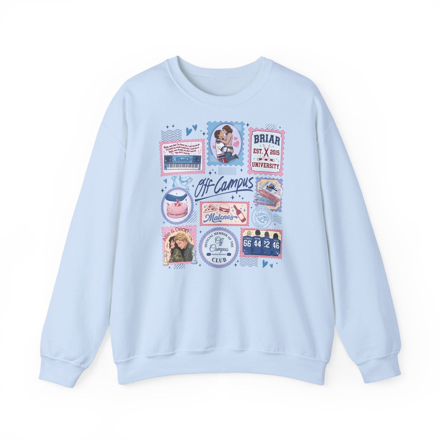Off Campus Stamps Sweatshirt | Hockey Romance Crewneck | Briar University Inspired Sweatshirt | Bookish Romance Gift | Cozy Reader Pullover