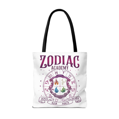 Zodiac Academy Tote Bag | Fantasy Book Lover Bag | Astrology Element Symbols