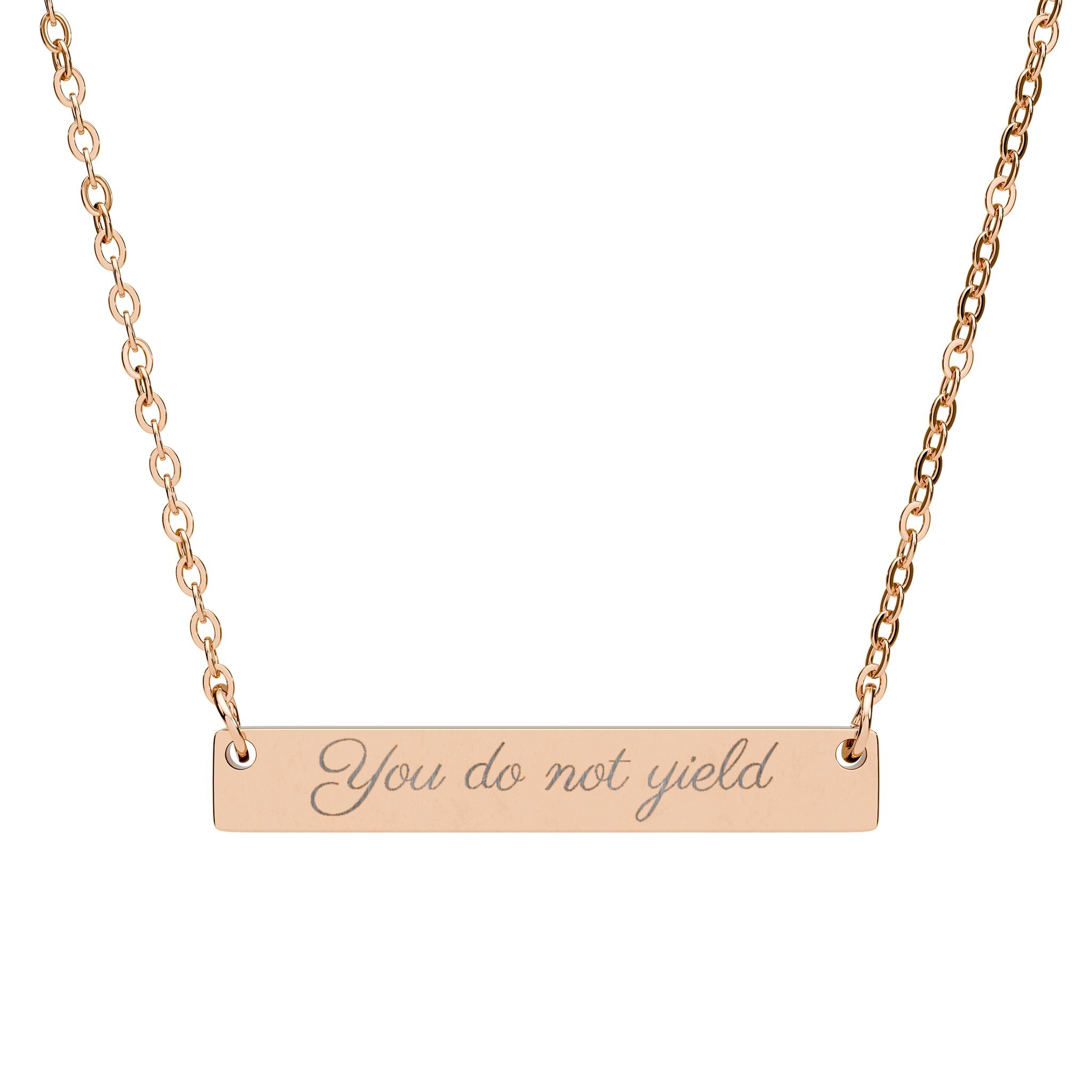 You Do Not Yield necklace | Horizontal Bar Engraved Jewelry