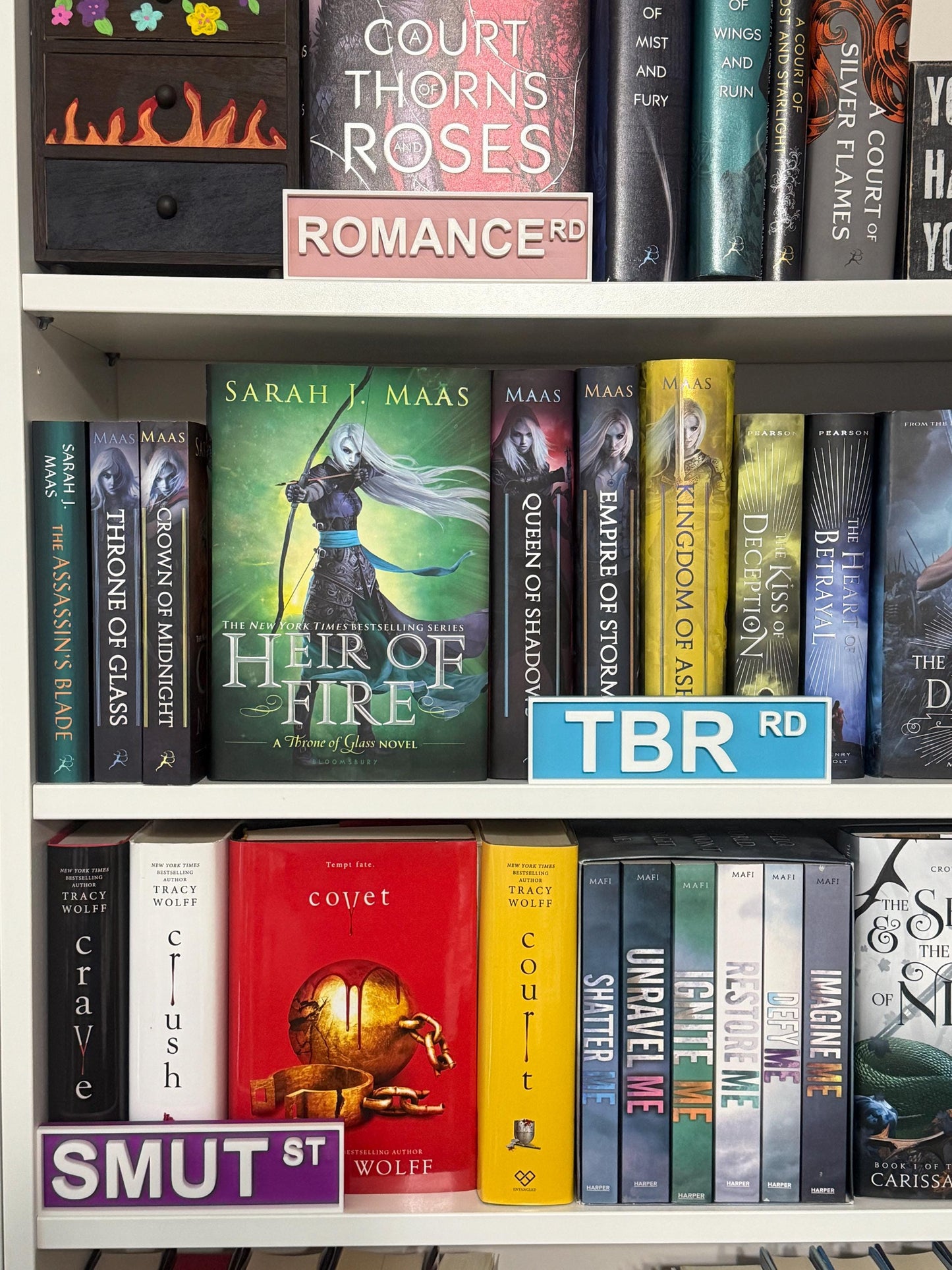 Book Genre Street Signs for Book Lovers | Smut St, Romance Rd, TBR Rd | 3D Printed Bookshelf Decor