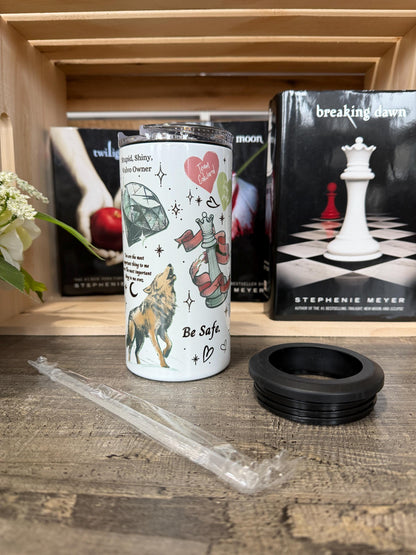 Twilight Inspired 4 in 1 Can Cooler | Vampire Bookish Drink Holder | Edward vs Jacob Tumbler | Book Lover Gift | Insulated Can Cooler