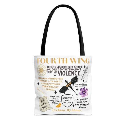 Fourth Wing Quote Tote Bag | Basgiath, Dragons & Violet Romance Design