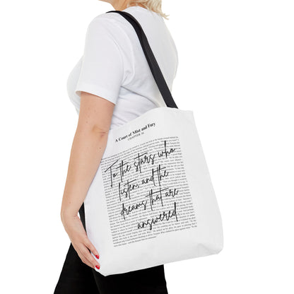 ACOTAR Tote Bag | A Court of Mist and Fury Quote | To the Stars Who Listen Book Lover Gift