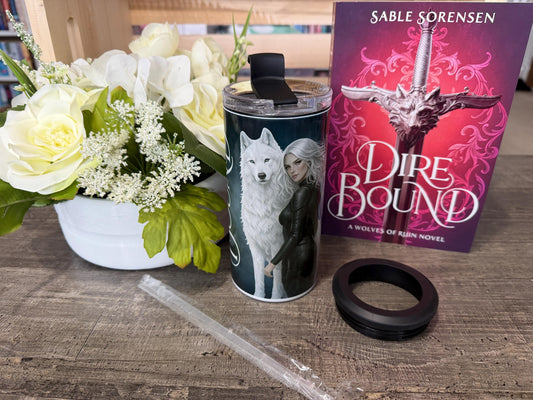 Dire Bound Inspired 4 in 1 Can Cooler | Meryn Cooper Wolf Tumbler | Dark Fantasy Romance Cup | Wolves of Ruin Gift | Bookish Drinkware