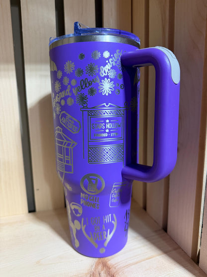 Gilmore Girls 40oz Engraved Tumbler | Stars Hollow Stanley Style Cup | Luke’s Coffee Travel Mug | Bookish TV Show Gift | Purple Tumbler
