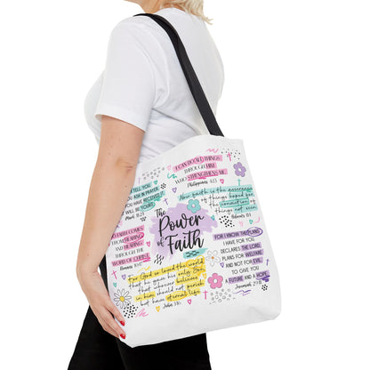 The Power of Faith | Christian Scripture Tote Bag | Inspirational Bible Verse Bag | Religious Gift for Women