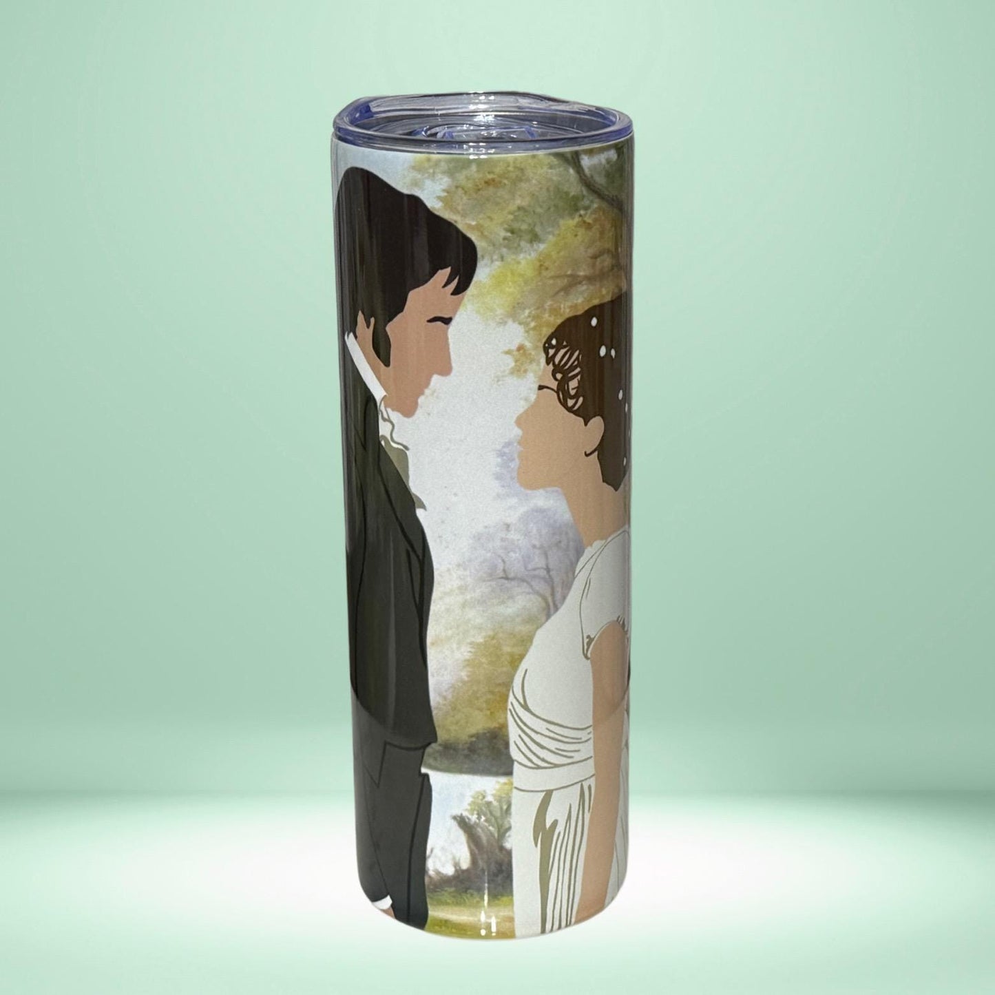 Pride and Prejudice Tumbler | Mr. Darcy & Elizabeth Silhouette | Romantic Quote Gift for Readers