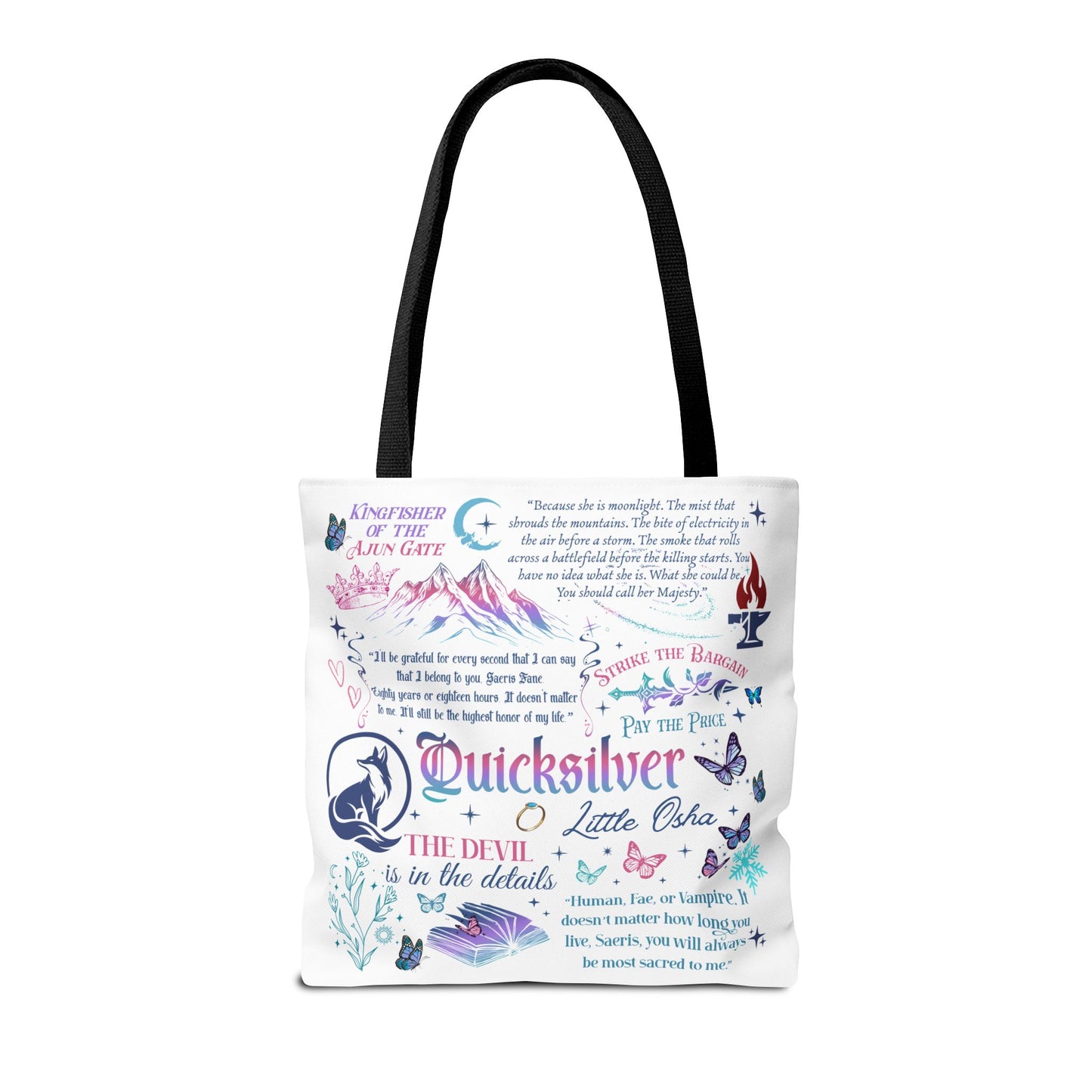 Quicksilver Quote Collage Tote Bag | Literary Script Typography