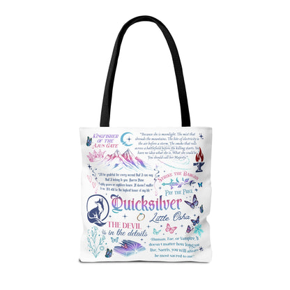 Quicksilver Quote Collage Tote Bag | Literary Script Typography