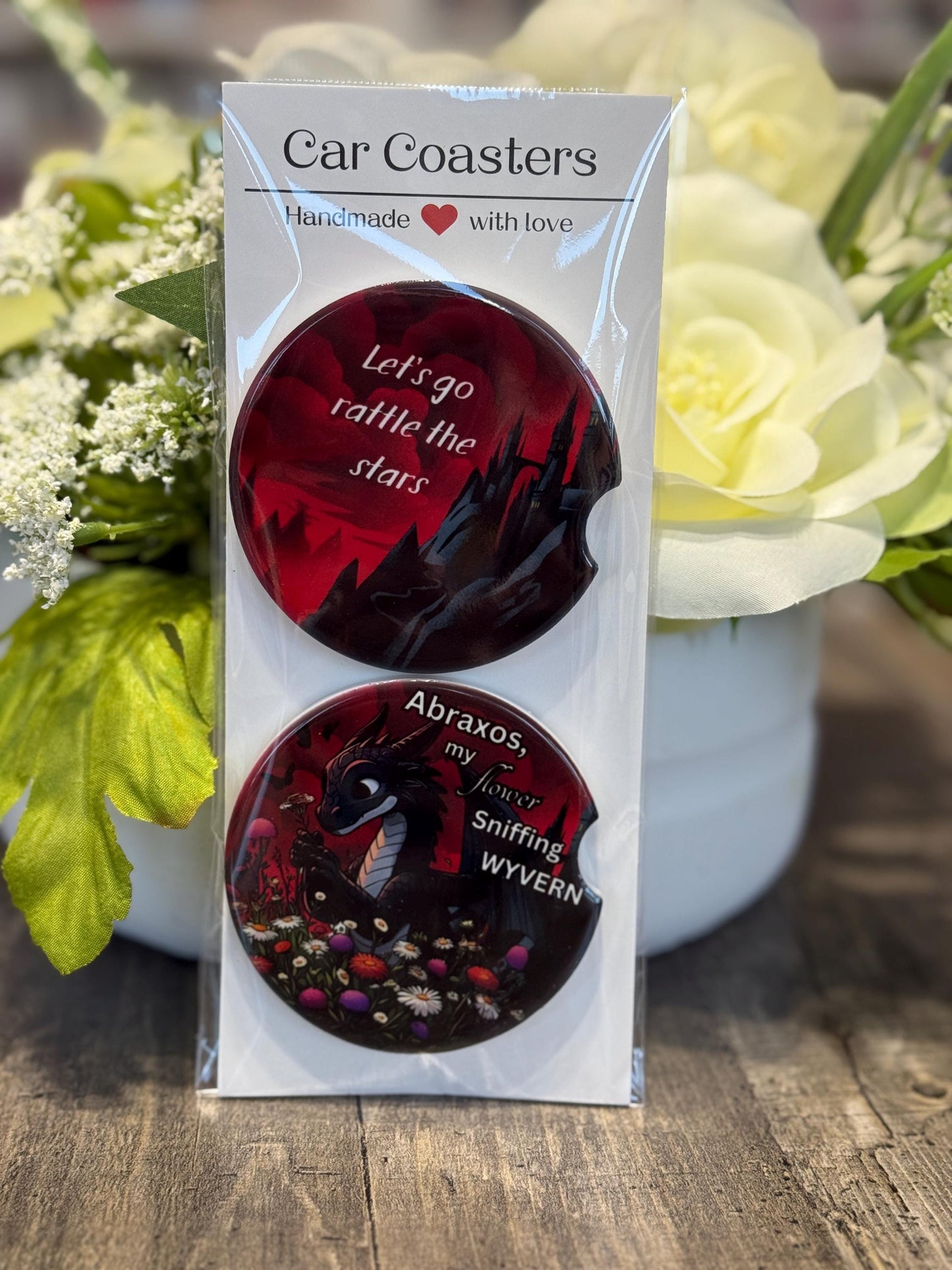 Throne of Glass Inspired Car Coasters – Abraxos & “Rattle the Stars” Set