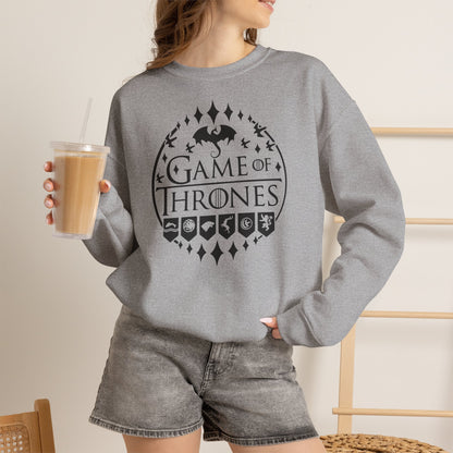 Game of Thrones Inspired Sweatshirt | Westeros Fantasy Crewneck | Dragon & Iron Throne Fan Gift | Unisex Cozy Bookish Sweatshirt