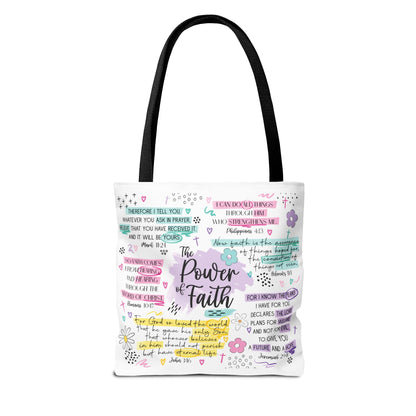 The Power of Faith | Christian Scripture Tote Bag | Inspirational Bible Verse Bag | Religious Gift for Women