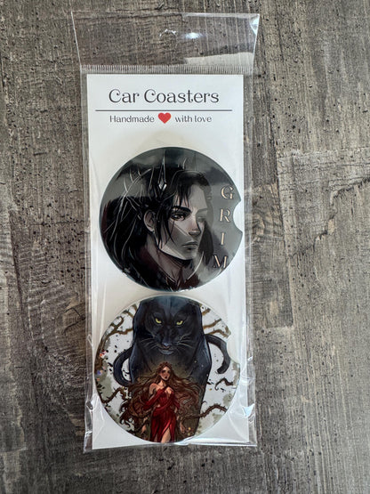 Lightlark Character Car Coasters | Isla, Grim, Oro Art | Bookish Gift for Fantasy Fans