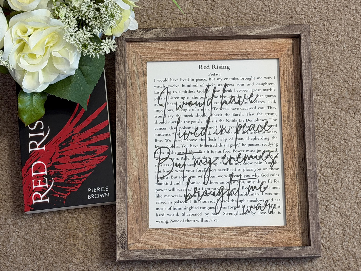 Bookish Frame | Red Rising Inspired Book Page Frame | Bookish Wall Art | Sci-Fi Reader Decor | Rustic Literary Quote Art | Gift for Book Lovers