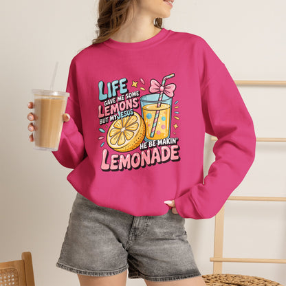 Life Gave Me Lemons But My Jesus He Be Makin' Lemonade Sweatshirt | Christian Sweatshirt | Forrest Frank Inspired Crewneck | Faith Graphic Pullover | Cute Christian Gift