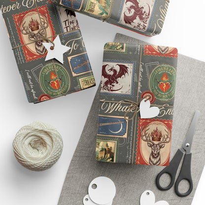 Throne of Glass Wrapping Paper | To Whatever End, Firehart | Fantasy Bookish Gift Wrap | Sarah J Maas Inspired