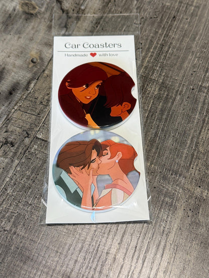 Anya & Dimitri Car Coasters | Anastasia-Inspired Vintage Romance Set