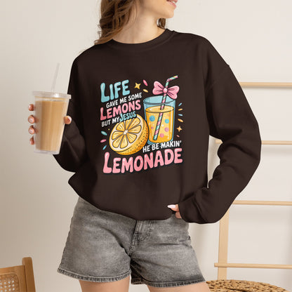 Life Gave Me Lemons But My Jesus He Be Makin' Lemonade Sweatshirt | Christian Sweatshirt | Forrest Frank Inspired Crewneck | Faith Graphic Pullover | Cute Christian Gift
