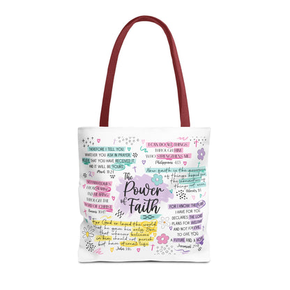 The Power of Faith | Christian Scripture Tote Bag | Inspirational Bible Verse Bag | Religious Gift for Women