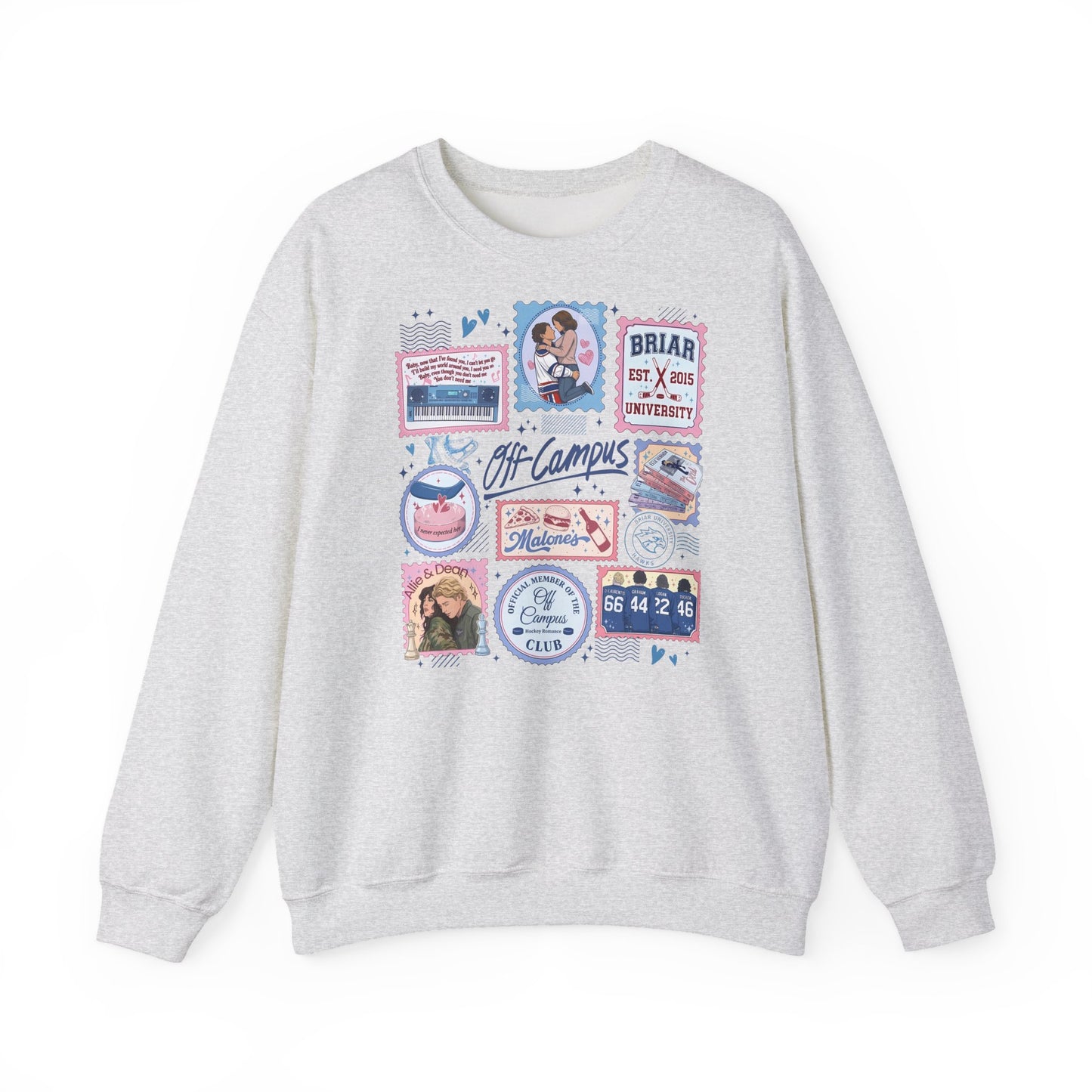 Off Campus Stamps Sweatshirt | Hockey Romance Crewneck | Briar University Inspired Sweatshirt | Bookish Romance Gift | Cozy Reader Pullover