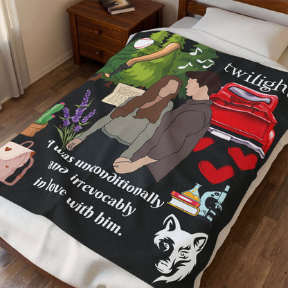 Twilight Romance Blanket | Bella & Edward Quote Cozy Throw for Book Fans