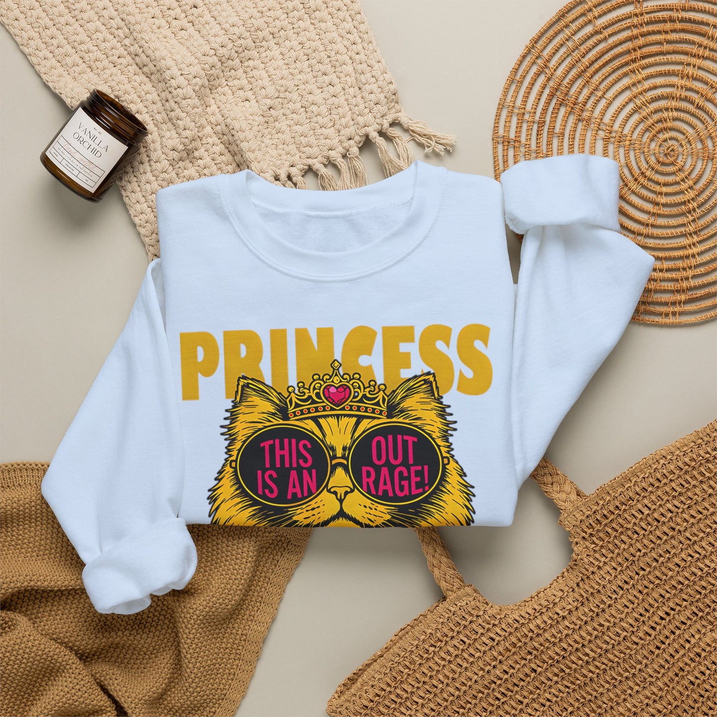 Princess Donut "This Is an Outrage!" Sweatshirt | Dungeon Crawler Carl Inspired Crewneck | Princess Donut Fan Gift | Funny Cat Sweatshirt