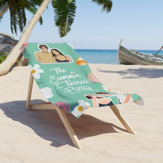 The Summer I Turned Pretty Inspired Beach Towel with Daisy and Shell Design
