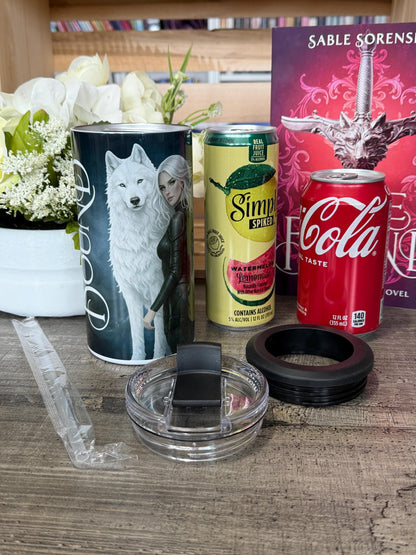 Dire Bound Inspired 4 in 1 Can Cooler | Meryn Cooper Wolf Tumbler | Dark Fantasy Romance Cup | Wolves of Ruin Gift | Bookish Drinkware