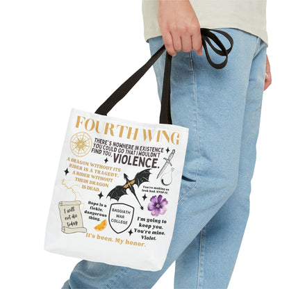 Fourth Wing Quote Tote Bag | Basgiath, Dragons & Violet Romance Design